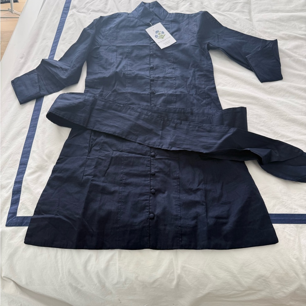 Sue Sartor Marrakech Kaftan Short Blu Cotton NWT Small